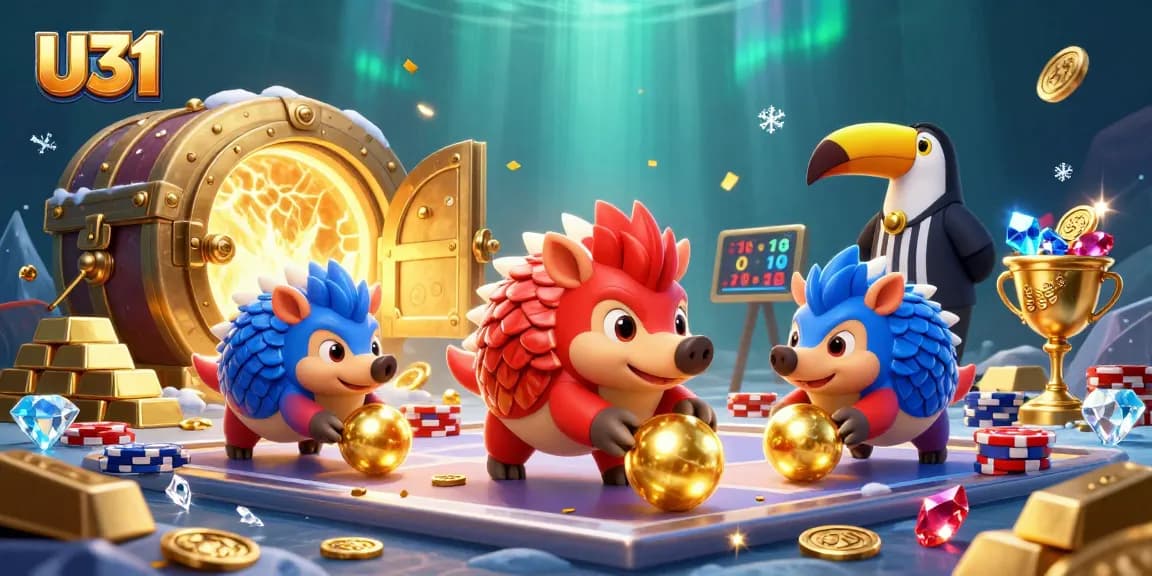 Join U31’s excitement as rival pangolins compete in a vivid casino scene bursting with treasures!