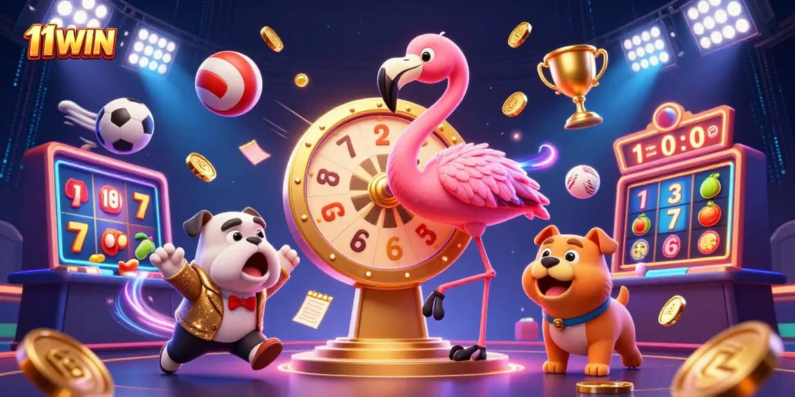 Engage with thrilling casino action at 11WIN featuring lively characters and dynamic game elements.