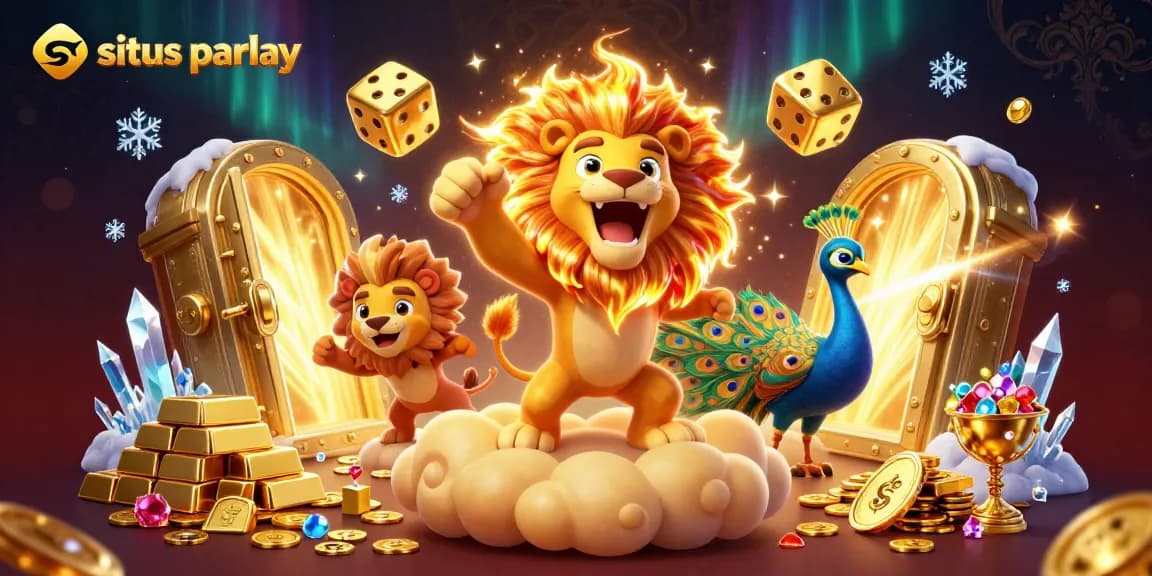 Experience the excitement of situs parlay with stunning visuals of winning elements in a dynamic 3D scene.