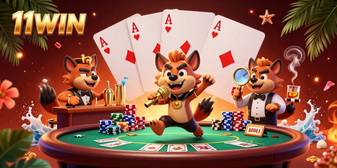 11WIN grabs attention with cartoon hyenas in a vibrant comedy casino setting