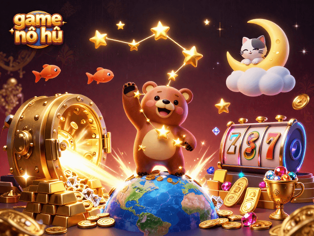 Experience the thrill of game nổ hũ with vibrant characters and dynamic casino elements.