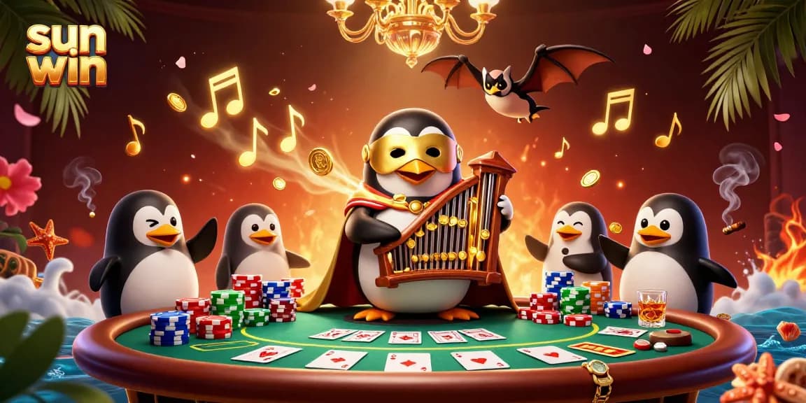 Experience the thrill of winning at sun win with enchanted gaming characters celebrating at a vibrant poker table.