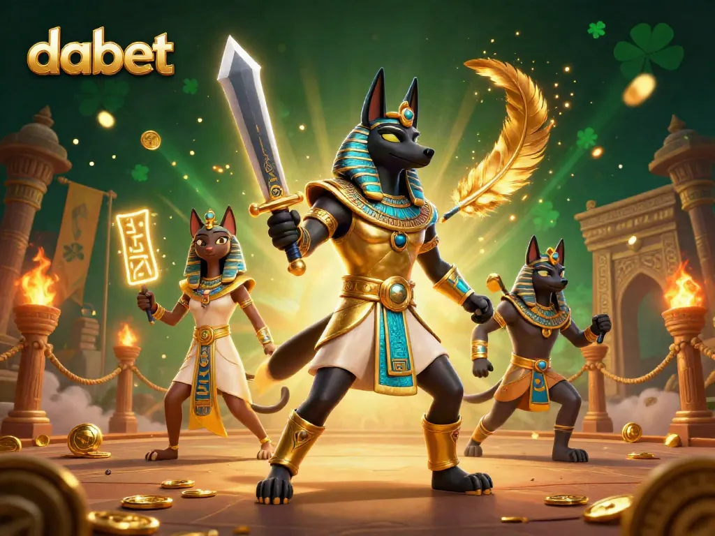 Experience thrilling adventures and wins with dabet in a vibrant ancient-themed casino scene.