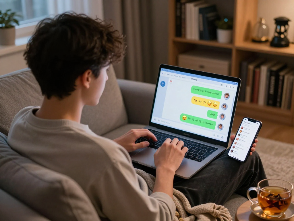 Engaging NSFW AI chat session on a laptop with vibrant interface and ambient lighting.