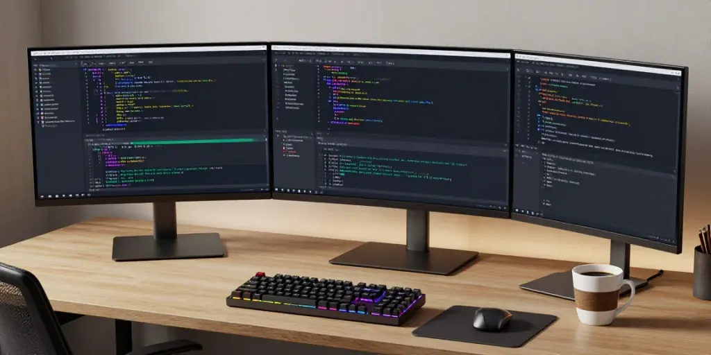 Discover cheap .co.uk domains with a modern developer setup showcasing advanced technology and digital solutions.