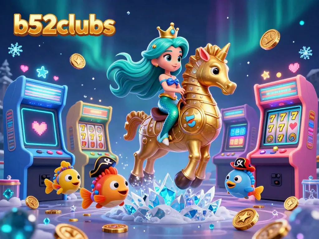 Experience exciting jackpots and colorful games with b52clubs in this vivid underwater scene.