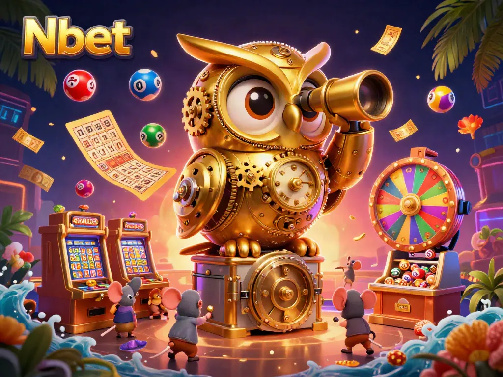 Nbet enchants players with a thrilling casino experience amidst vibrant lottery balls and golden tickets.