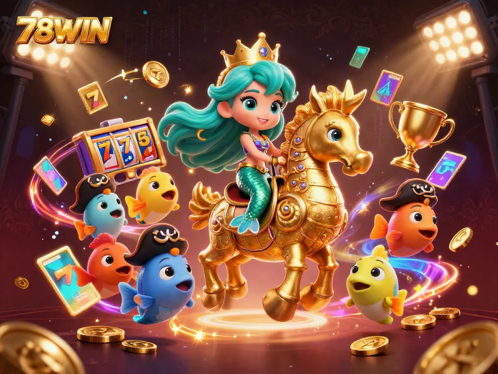 Experience the thrilling world of 78WIN with a vibrant mermaid scene celebrating jackpot slots.