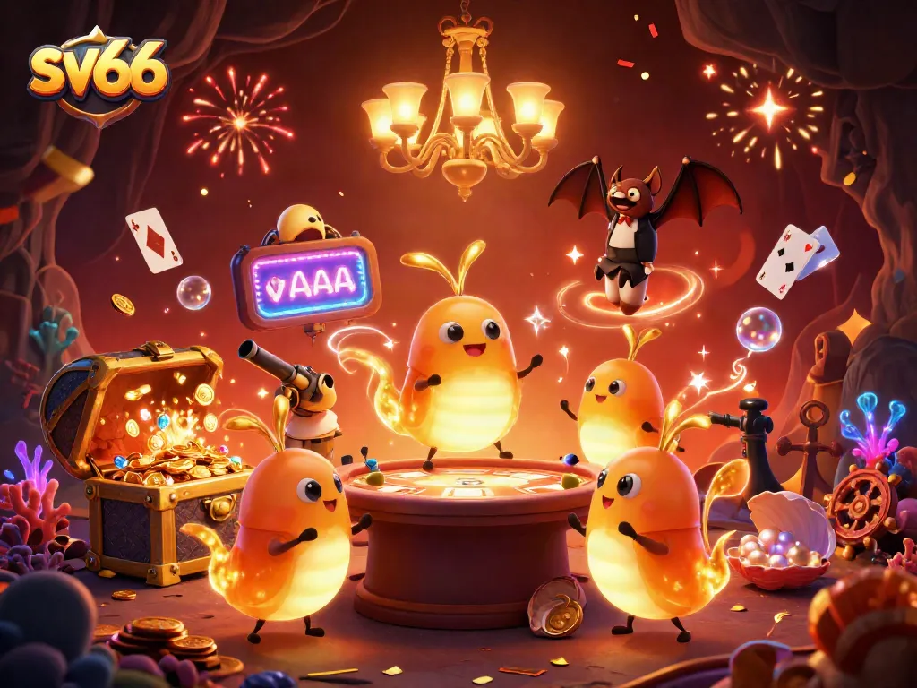 Experience the excitement of sv66 with glowing gambling elements illuminating a dynamic casino scene.