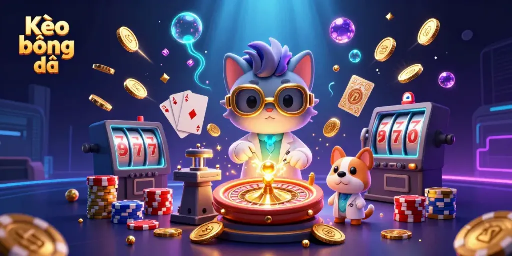 Enhancing Kèo bóng đá experience with vibrant casino elements and characters in action