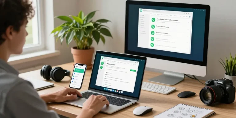 Using WhatsApp電腦版 for efficient desktop communication in a modern workspace.