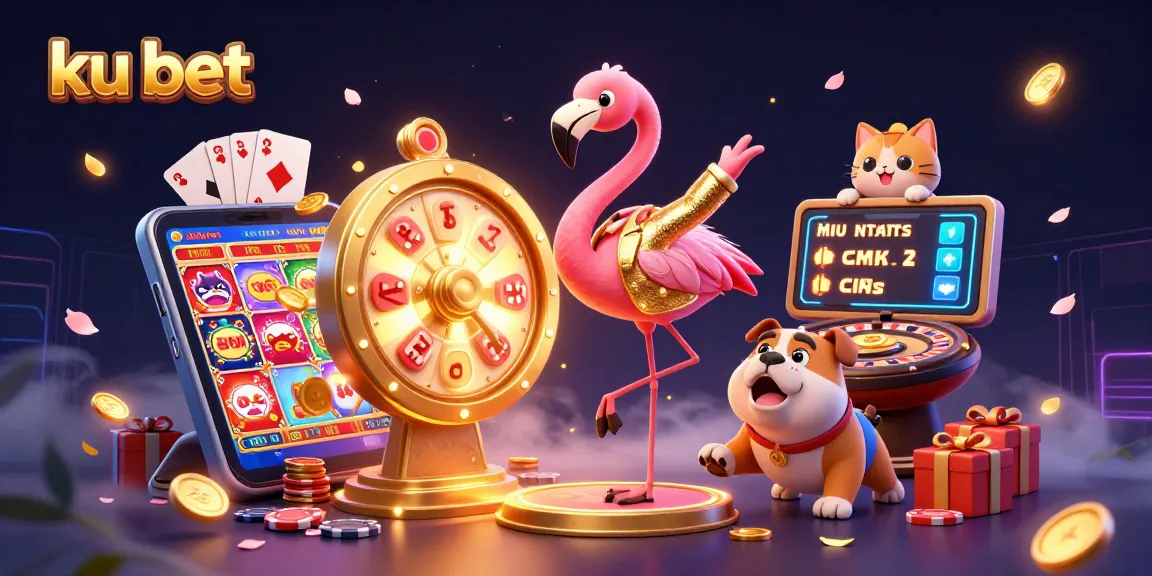 Engage with ku bet's thrilling casino scene showcasing a game show host, excited contestant, and prize reveals.
