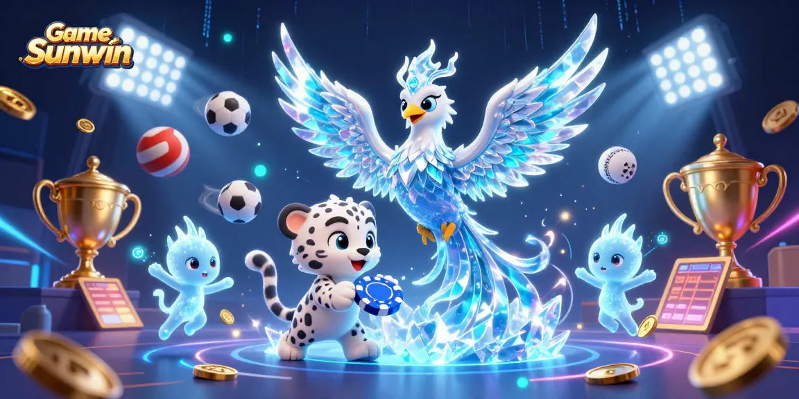 Engage with Game Sunwin featuring a vibrant casino scene with captivating 3D characters and dynamic elements.