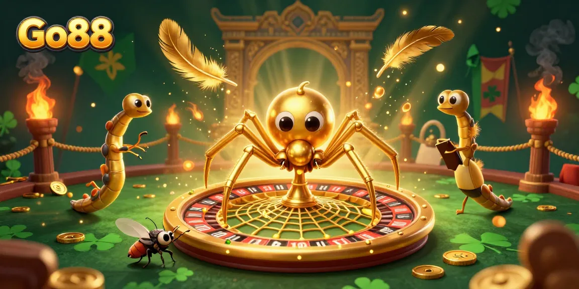 Experience thrilling betting at Go88 with a golden spider and centipede croupier in action.