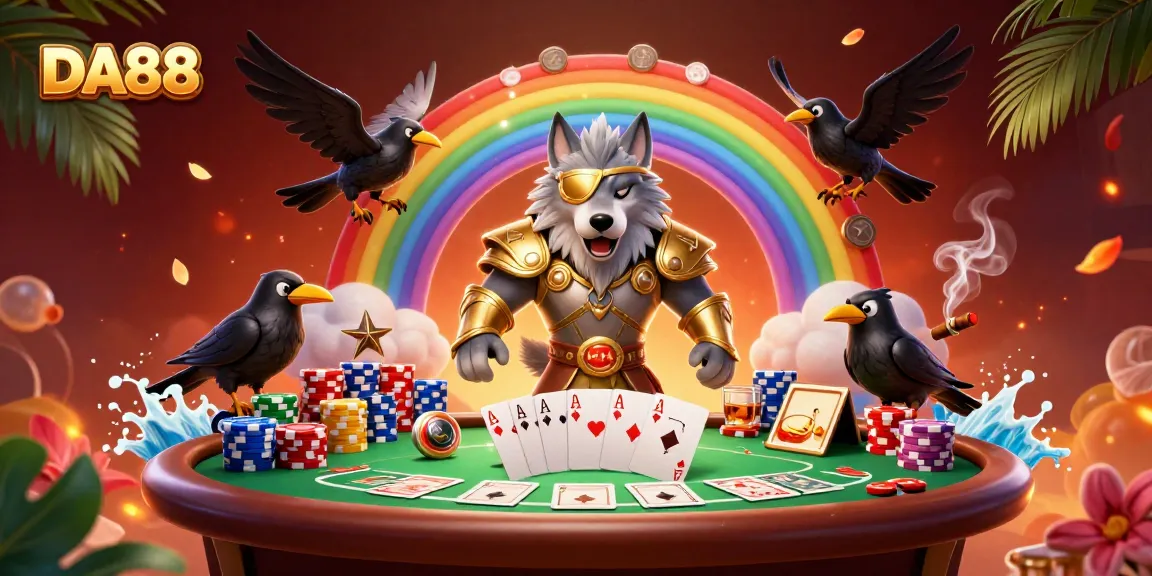 Experience thrilling gameplay with DA88 on a vibrant poker table featuring iconic Norse characters.