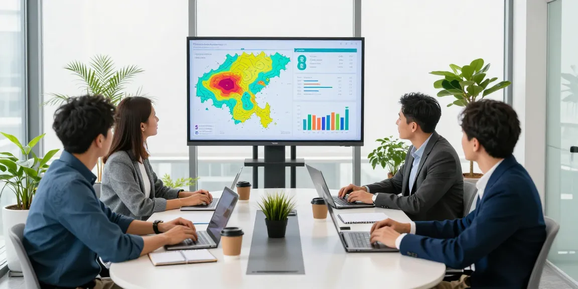 EE vs Three business plans comparison meeting with professionals analyzing data and coverage maps in a modern office.