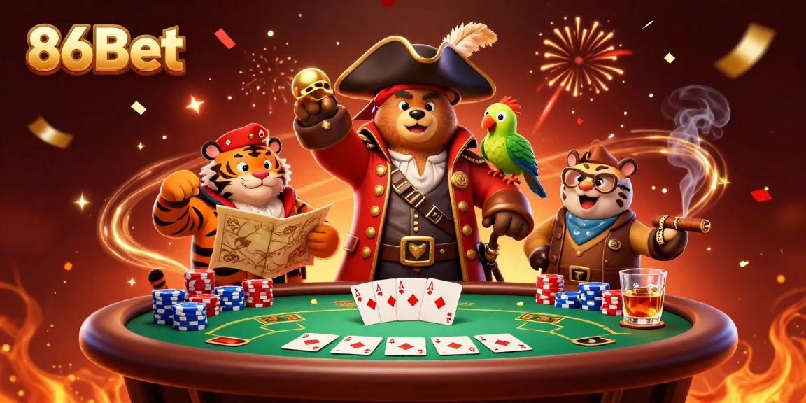 Join the excitement at 86Bet with vibrant casino characters celebrating big winnings!