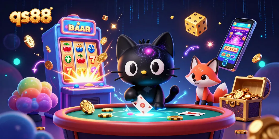 Join the cosmic casino experience at qs88 with electrifying gaming elements and vibrant characters.