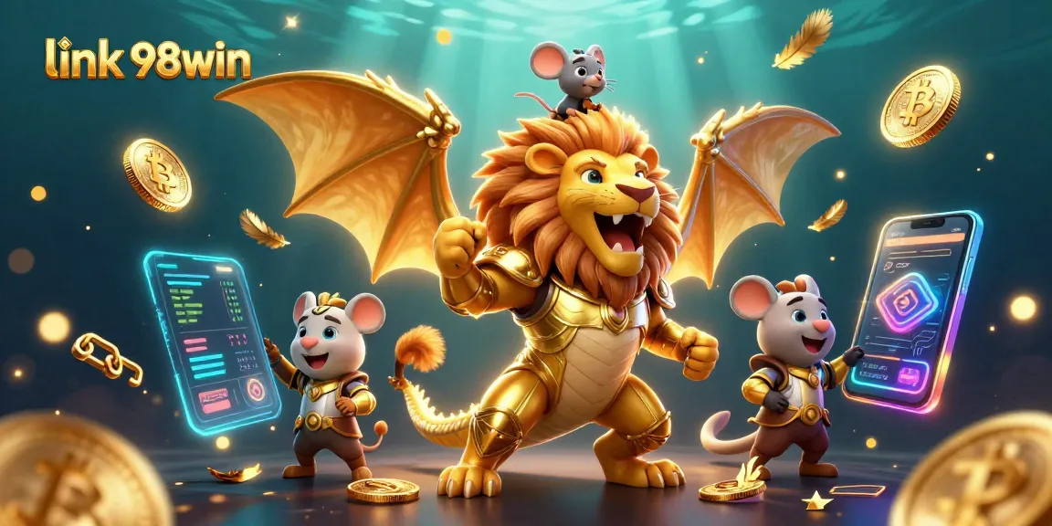 Experience the thrill of winning with link 98win in an ultra-detailed casino 3D scene featuring vibrant game elements.