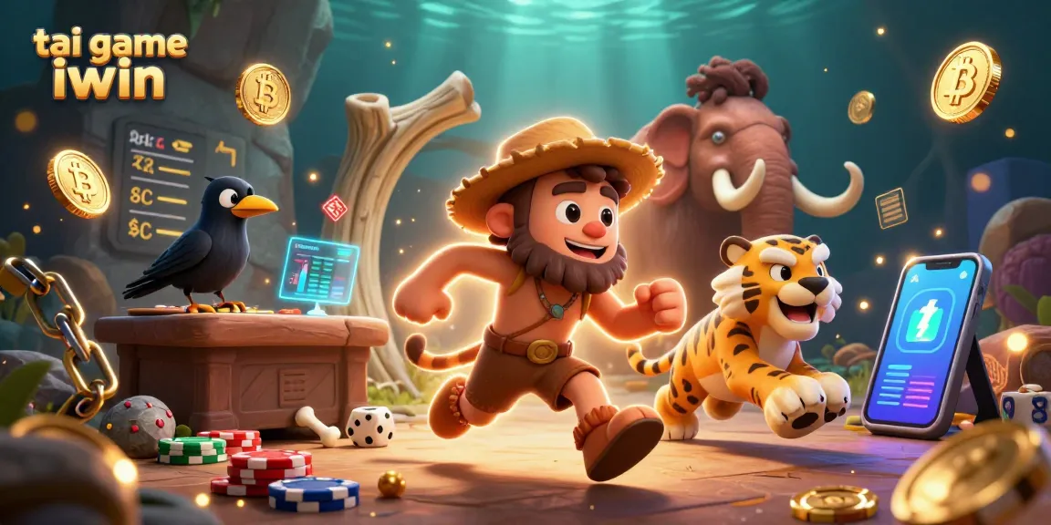 Experience the thrill of tai game iwin with a captivating prehistoric casino scene.