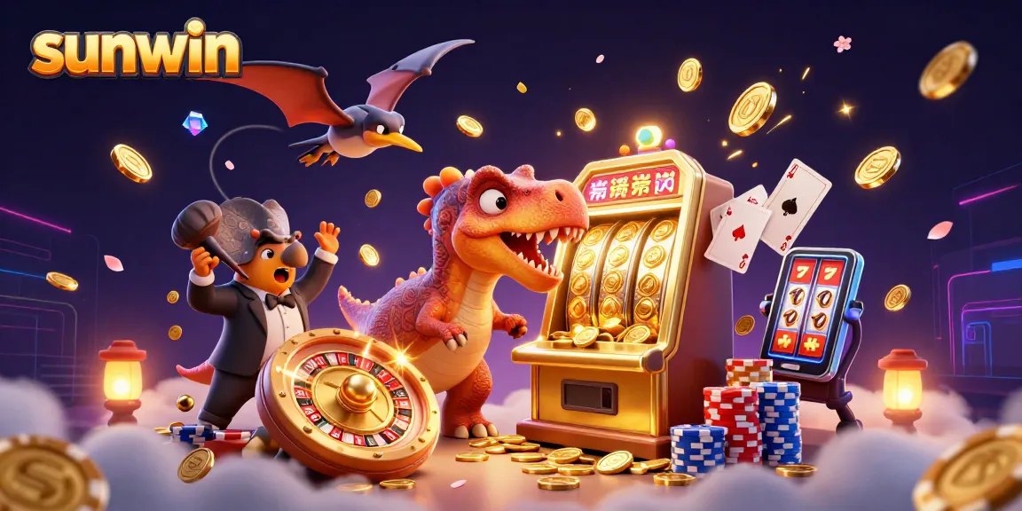Capture exciting jackpots with the sunwin casino in this vibrant 3D illustration.