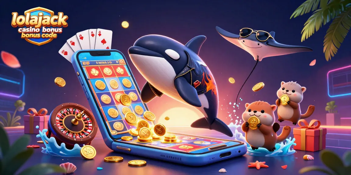 Engage with the exciting lolajack casino bonus code through this vibrant 3D illustration featuring an orca, stingray, and otters.