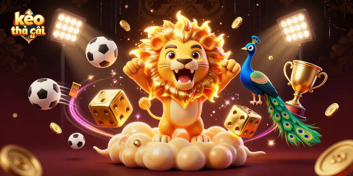 Engage with kèo nhà cái 5 through vibrant 3D illustration capturing the dynamic sports betting scene.