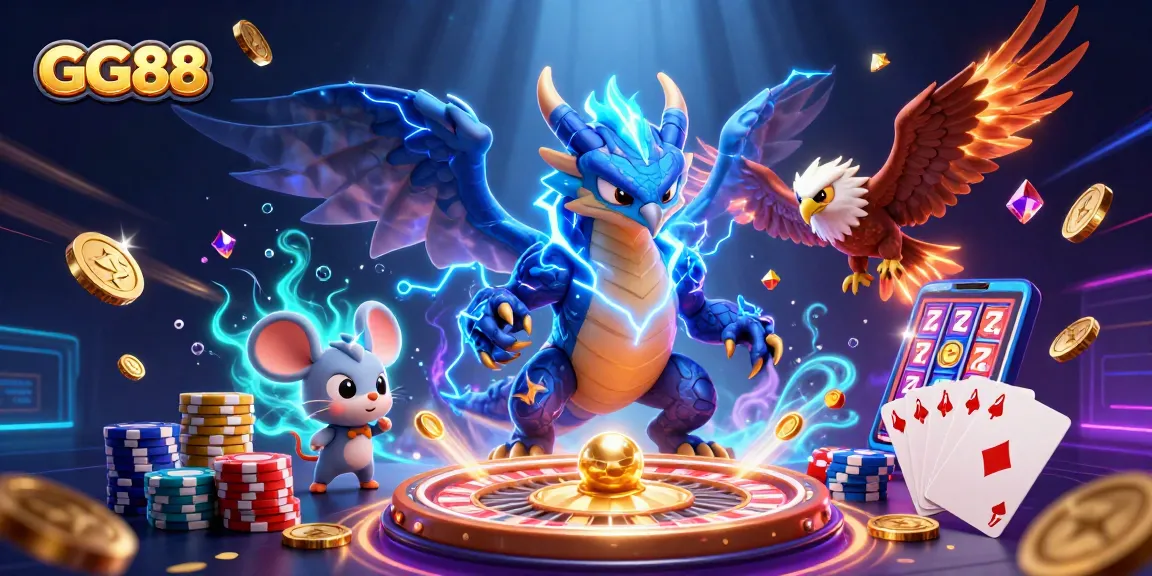 Win big at GG88 with electric gaming adventure featuring colorful casino elements.
